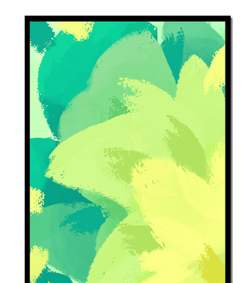 Abstract green and yellow brushstroke painting