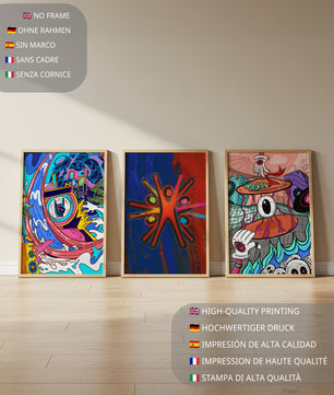 Ensemble d'œuvres d'art moderne aux couleurs vibrantes