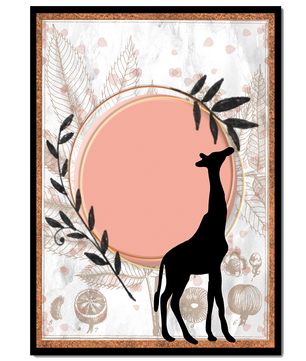 Von der Natur inspiriertes Kunstwerk mit Giraffensilhouette und botanischen Elementen