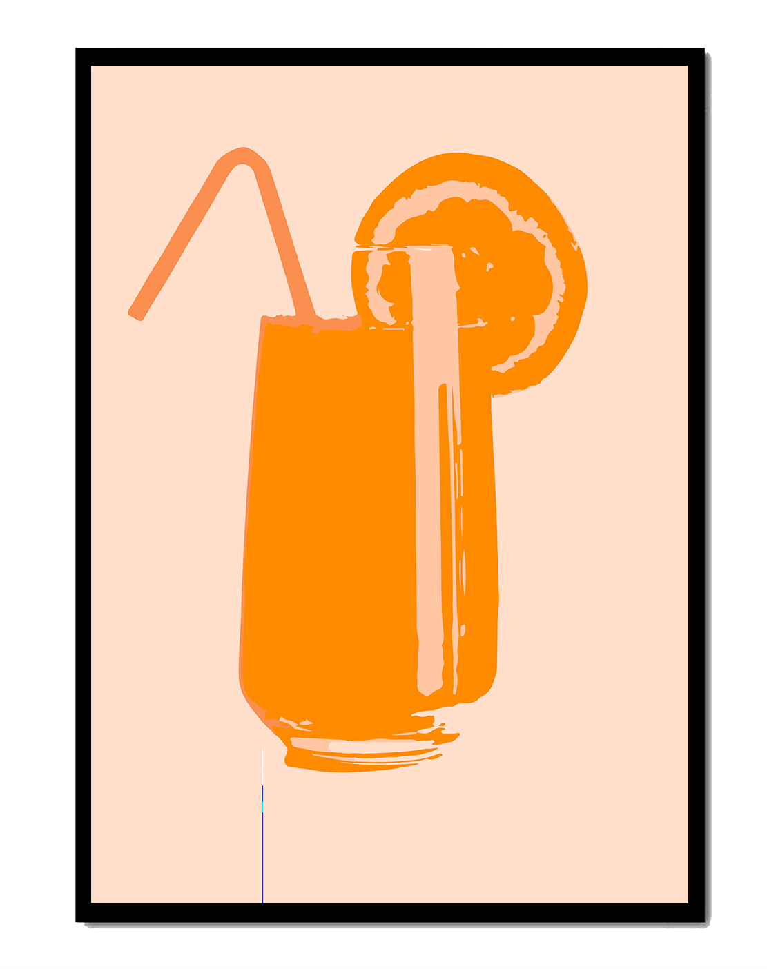 Ilustración de jugo de naranja con pajilla y rodaja de naranja