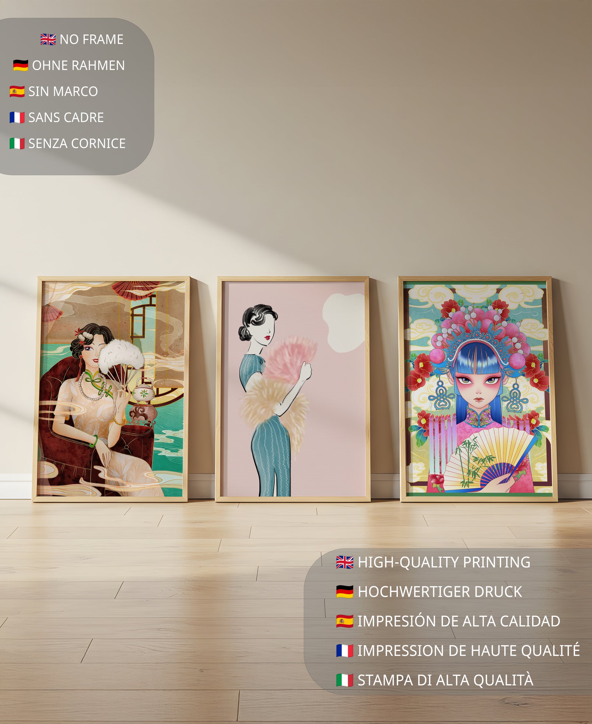 Affiches artistiques avec images asiatiques sans cadre