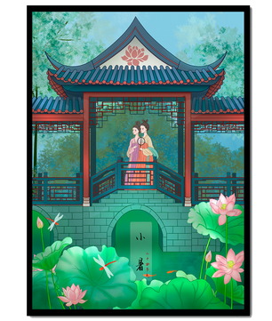 Traditional Chinese Pavilion with Women in Garden Scene - Mi tienda