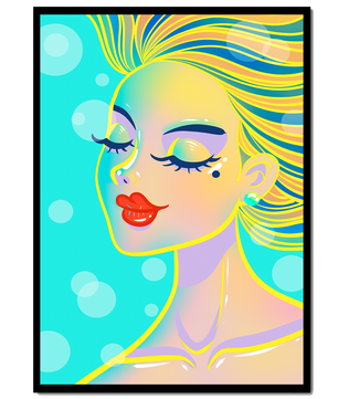 Portrait abstrait coloré d'une femme aux yeux fermés