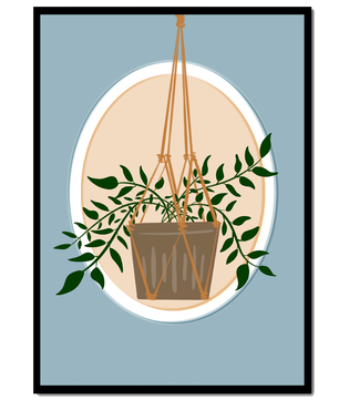 Maceta colgante en ilustración de estilo minimalista
