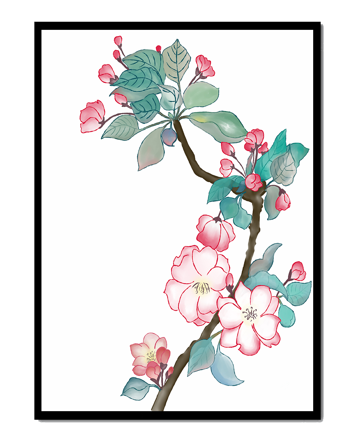 Elegant floral watercolor illustration with cherry blossom
