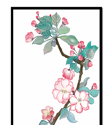 Elegant floral watercolor illustration with cherry blossom