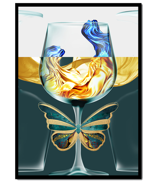 Cristallo con scultura di liquido e arte di farfalla