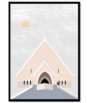 Minimalist Church Architecture with Soft Sunrise - Mi tienda
