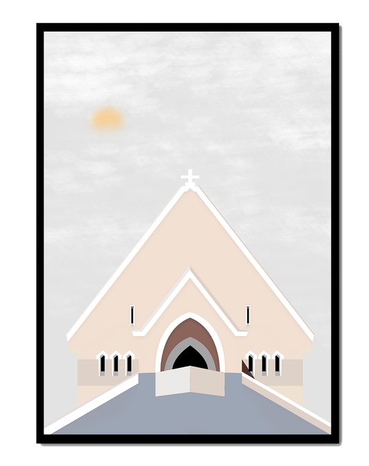 Minimalist Church Architecture with Soft Sunrise
