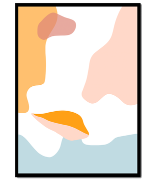 Arte abstracto con formas de colores pastel sobre fondo blanco
