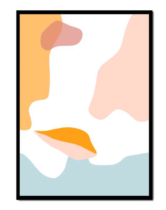Abstract art with pastel color shapes on white background