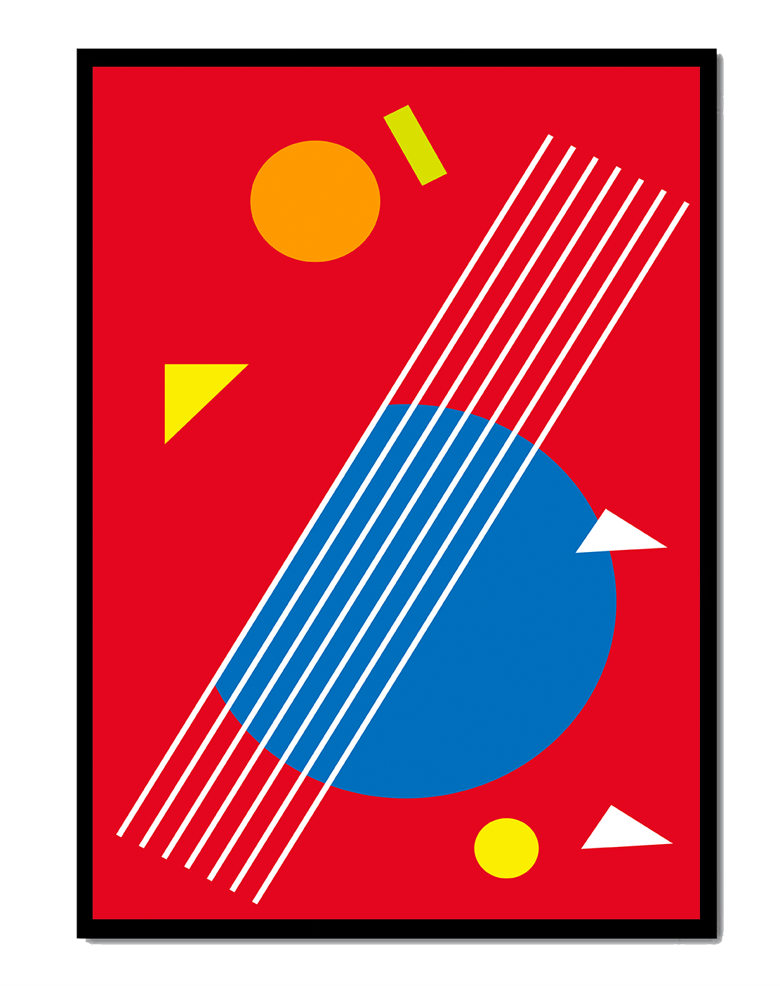 Abstract geometric shapes with bold colors and lines