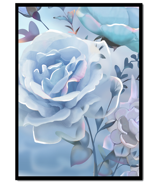 Serene Blue Roses With Delicate Leaves on Soft Background
