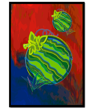 Obra de arte abstracta de sandía colorida con fondo vibrante