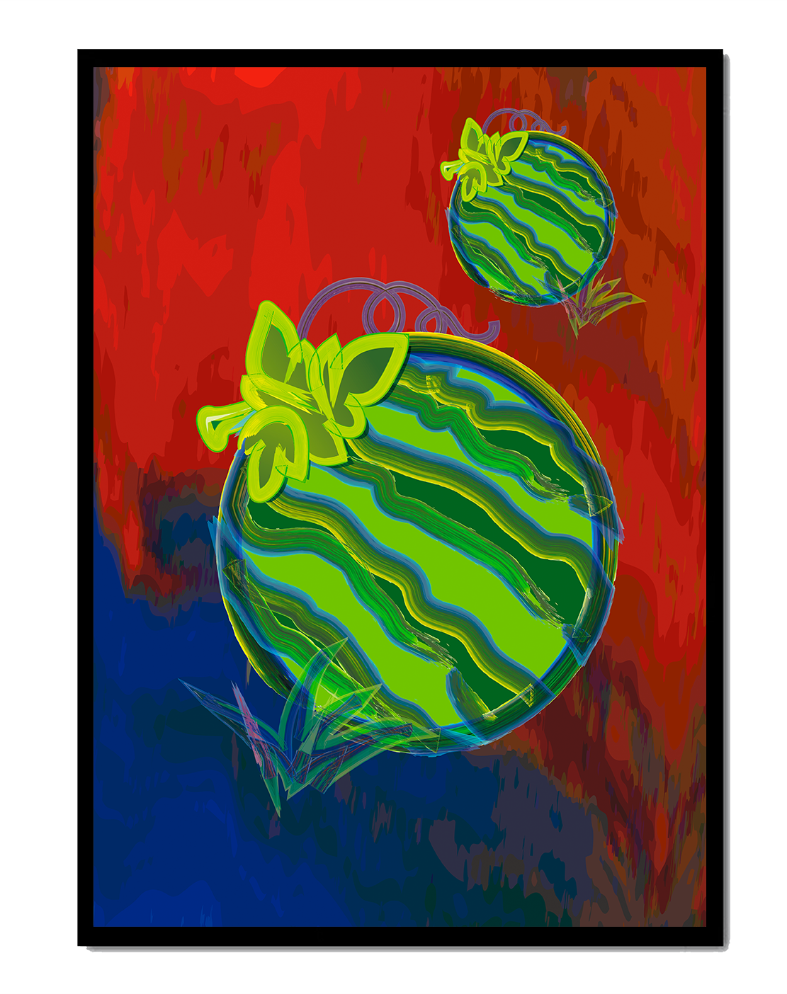 Abstract colorful watermelon artwork with vibrant background