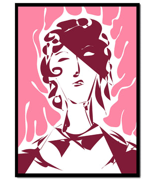 Abstract modern portrait with fiery aura and pink background - Mi tienda