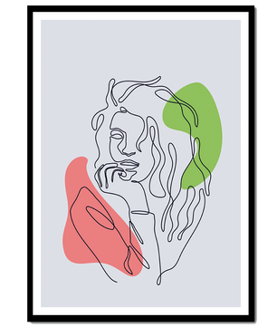 Modern Line Art Portrait With Abstract Shapes