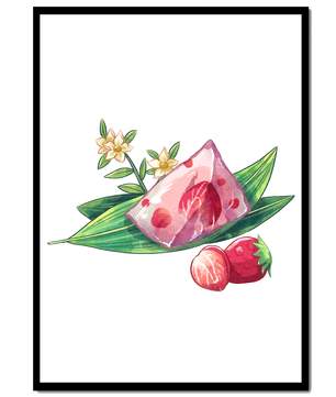 Delicate jelly dessert with strawberries and floral arrangement