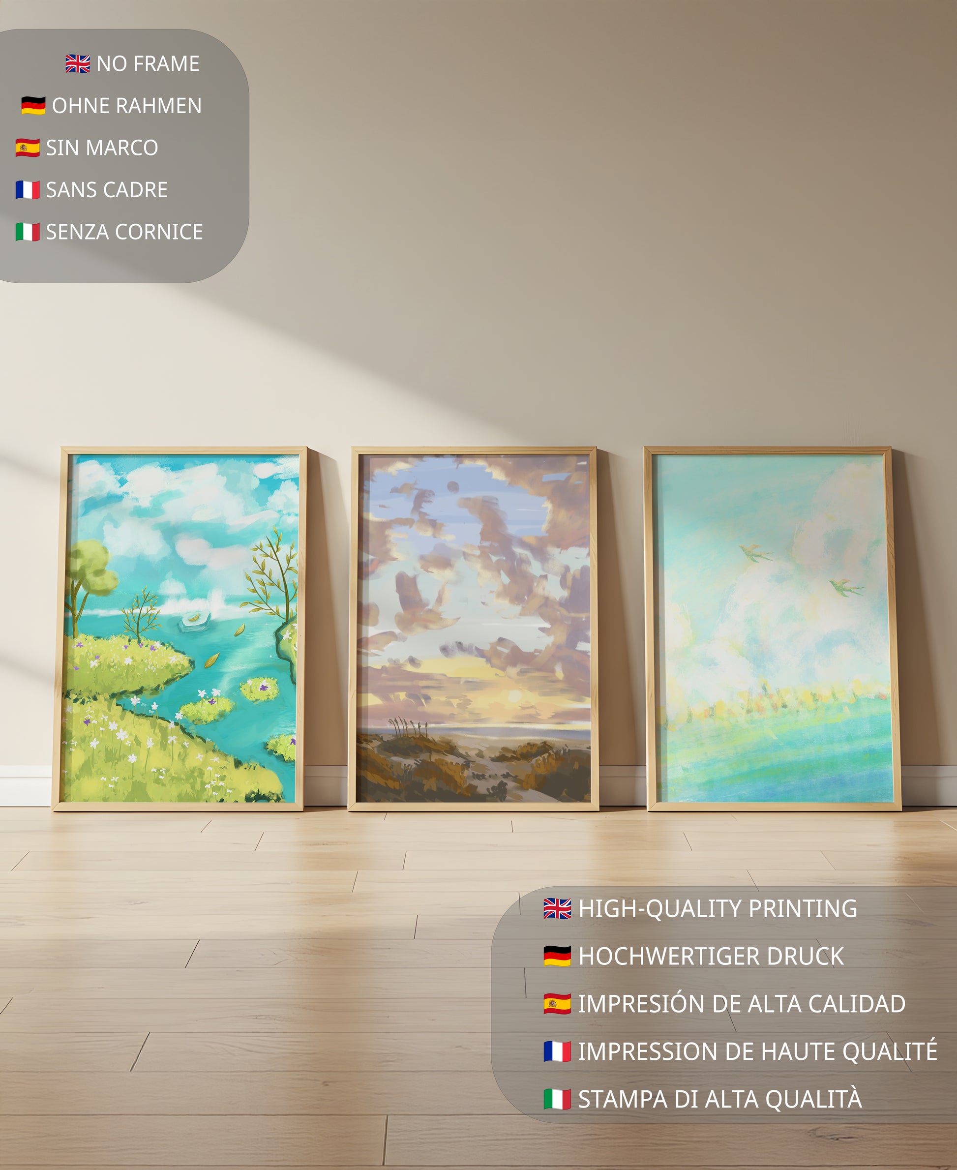 Imágenes Artísticas Naturales en Impresión de Alta Calidad Sin Marco