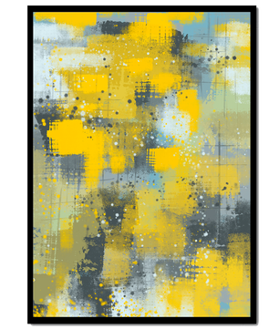 Abstract Yellow and Gray Geometric Art with Textured Patterns - Mi tienda