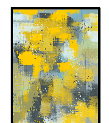 Abstract Yellow and Gray Geometric Art with Textured Patterns