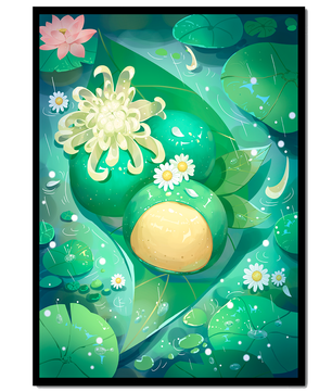 Scène aquatique luxuriante avec des fleurs de lotus et des feuilles vertes