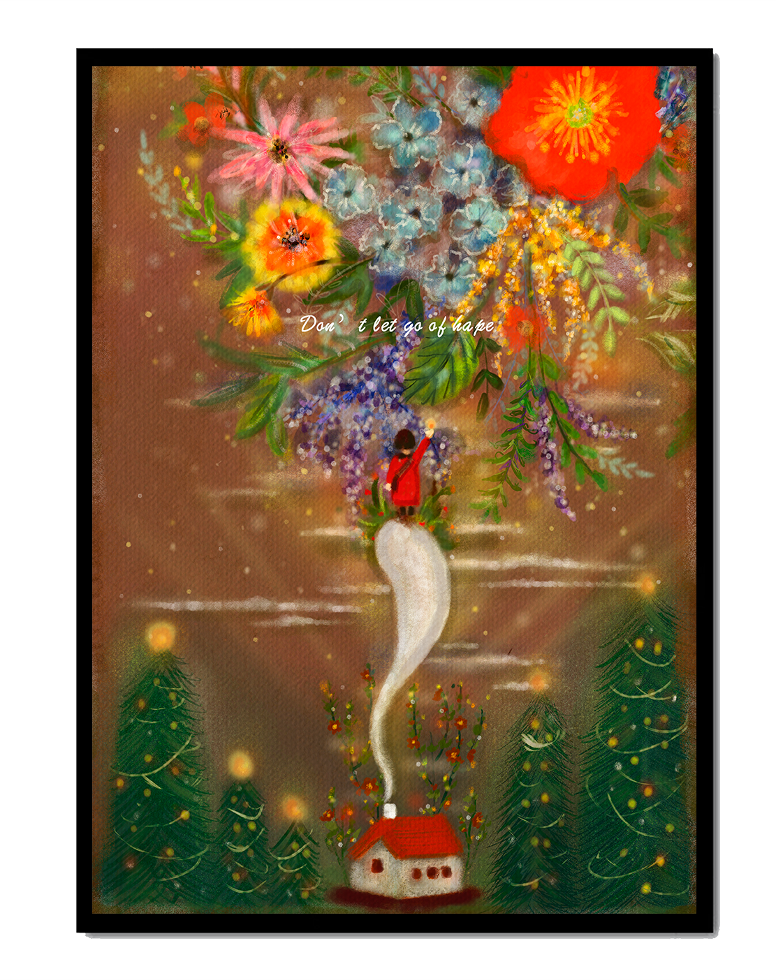 Charming illustration of floral fantasy scene