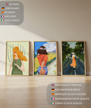 Ensemble d'illustrations modernes de femmes marchant sans cadre