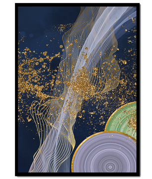 Abstract swirl with gold accents on dark background