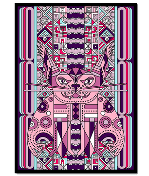 Gato Art Deco geométrico con patrones intrincados