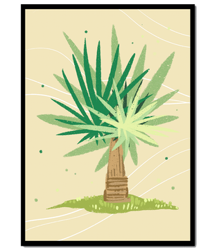 Illustrated tropical yucca plant with a textured background