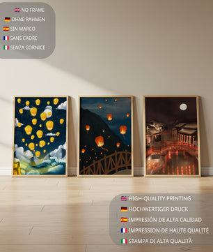 Imágenes de Linternas Voladoras en Escenarios Nocturnos