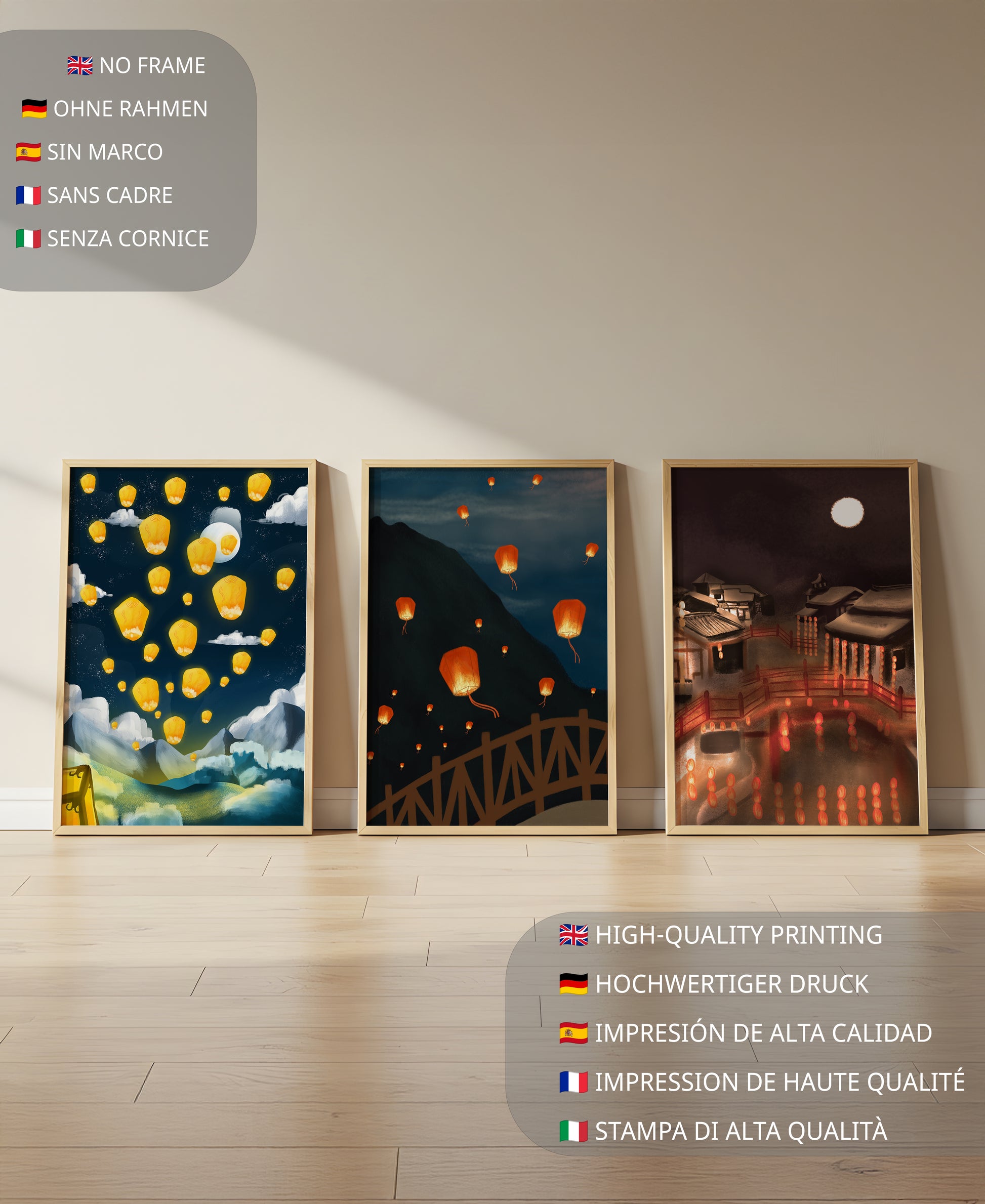 Imágenes de Linternas Voladoras en Escenarios Nocturnos