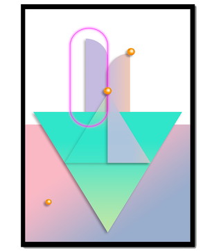 Composition géométrique abstraite avec des couleurs pastel et des éléments dorés