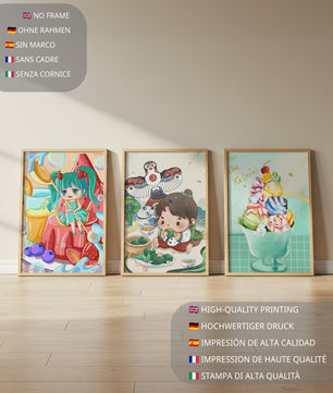 Illustrations d’art coloré avec des personnages animés et un design moderne