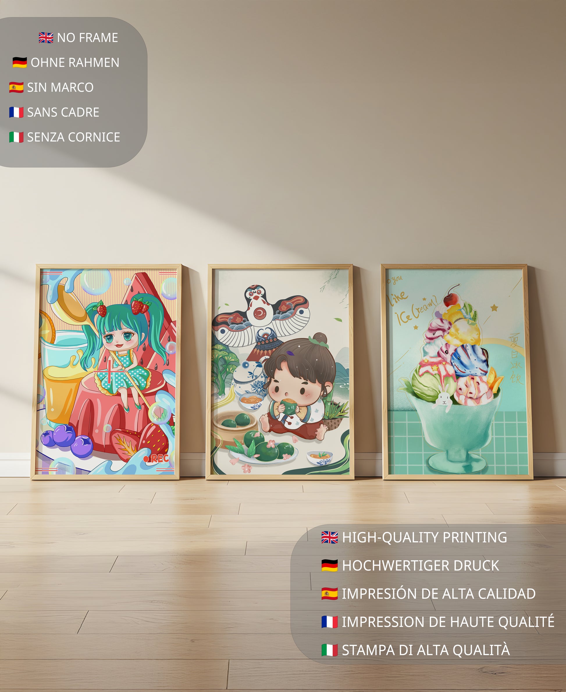 Illustrations d’art coloré avec des personnages animés et un design moderne