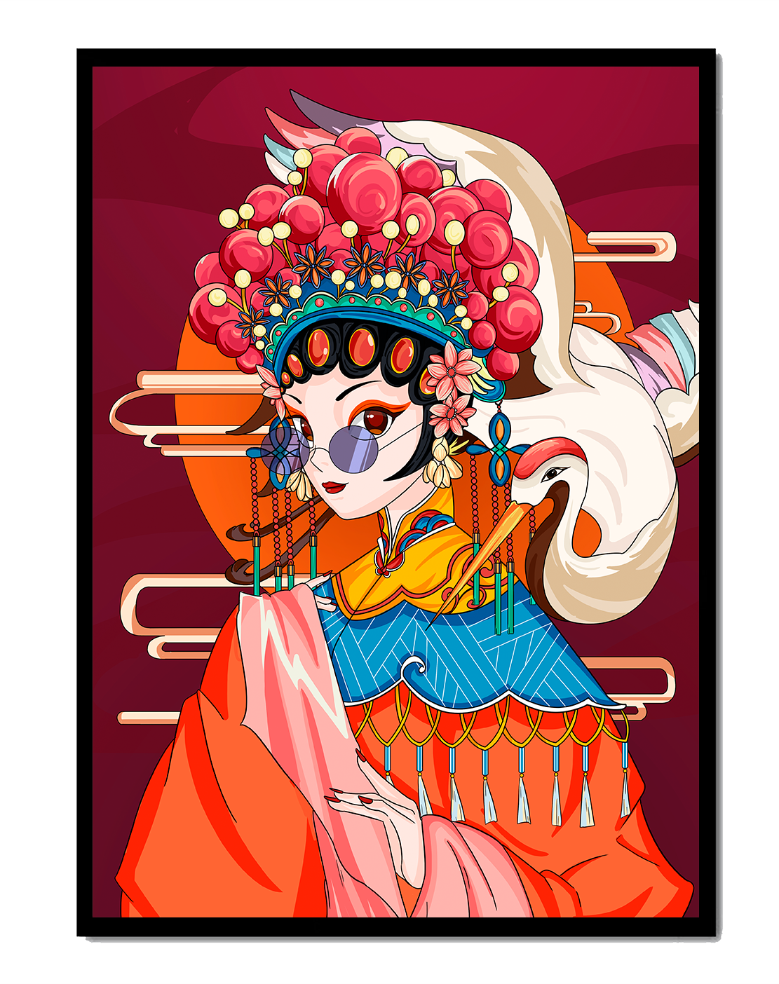 Elegant Chinese opera character illustration with vibrant colors