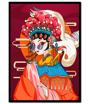 Illustration élégante de personnage d'opéra chinois aux couleurs vives