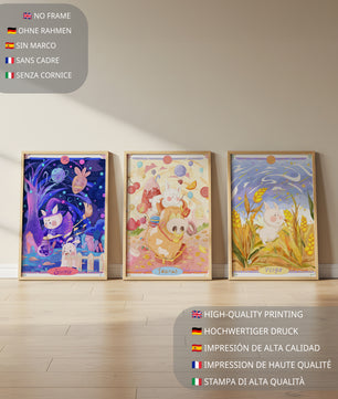 Affiches illustrés des signes du zodiaque avec des animaux