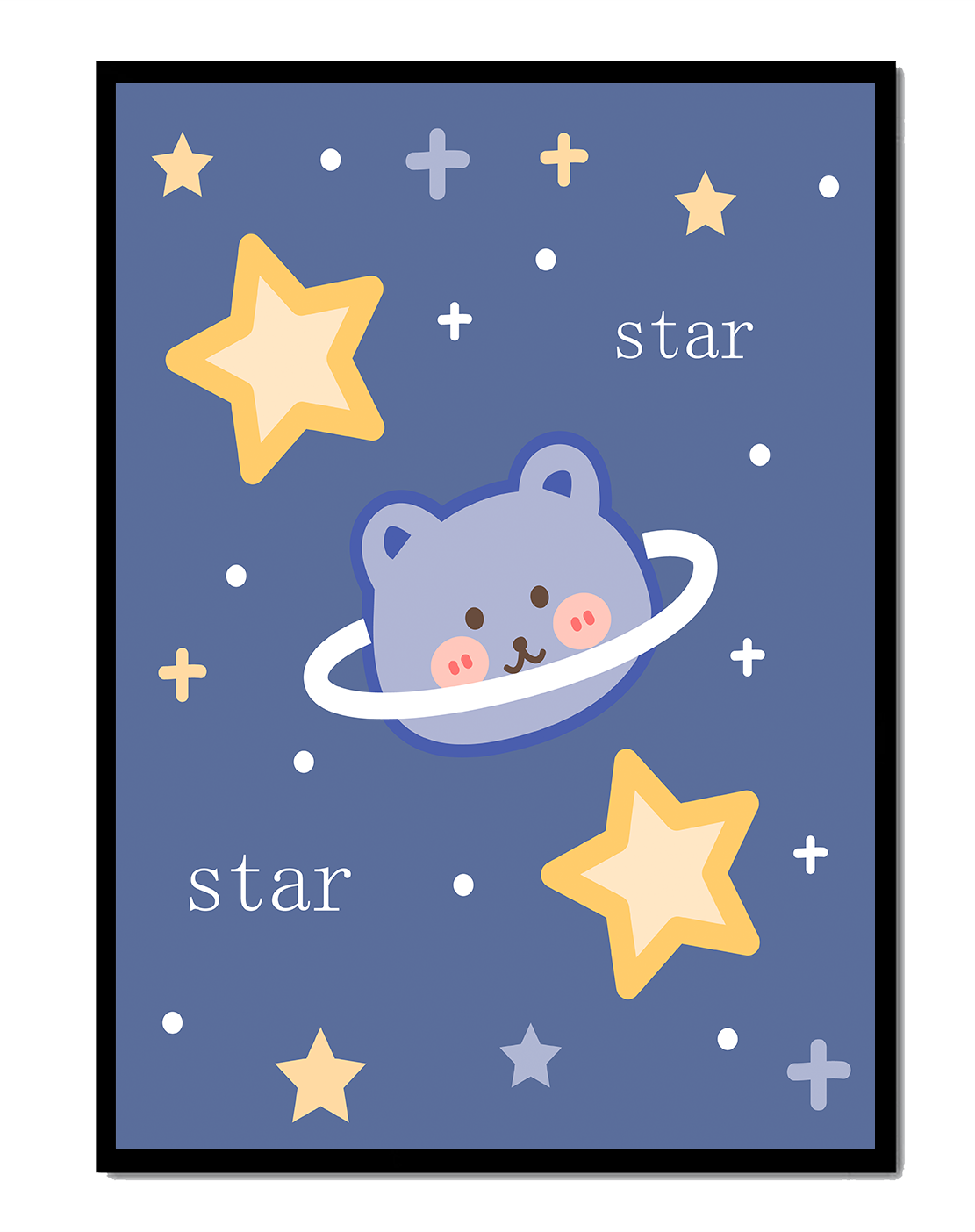 Adorable cartoon bear with stars on a blue background