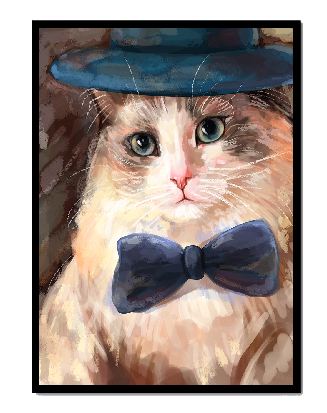 Charming cat in formal attire with hat and bow tie
