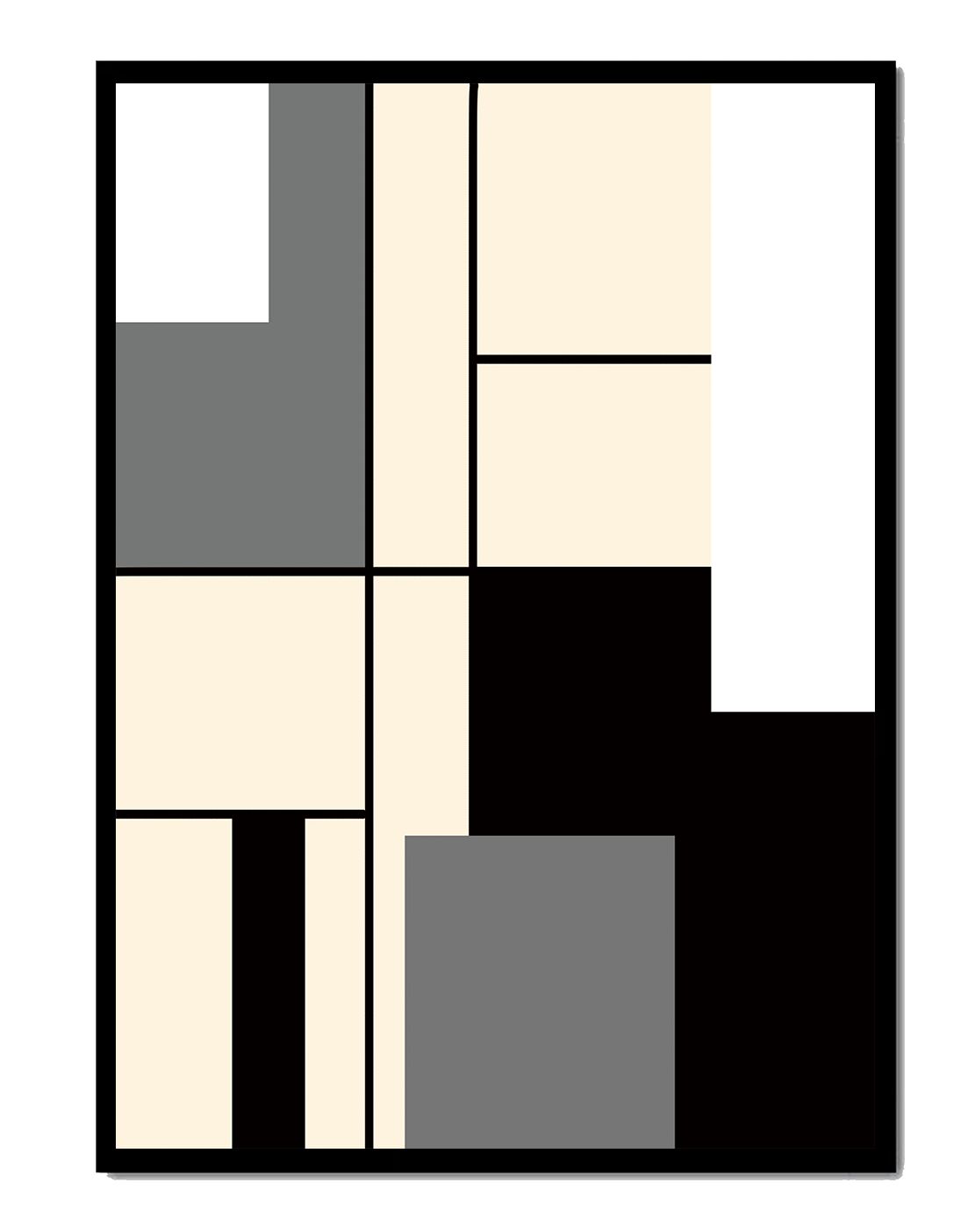 Abstract geometric design with muted shades and bold lines