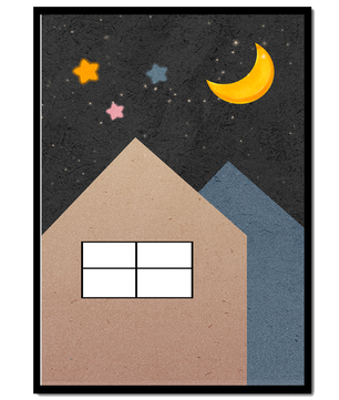 Charming Night Sky with Moon, Stars, and Houses - Mi tienda