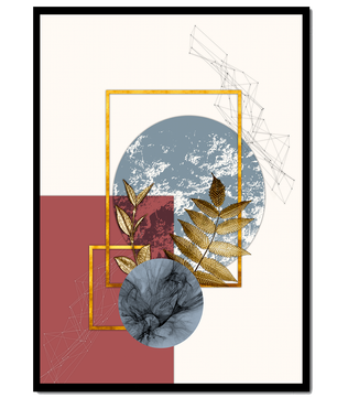 Abstract Composition with Gold Accents and Geometric Shapes - Mi tienda