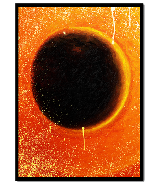 Abstract Representation of a Solar Eclipse with Vibrant Orange and Black Contrast