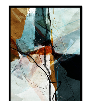 Abstract watercolor artwork with dynamic lines and colors