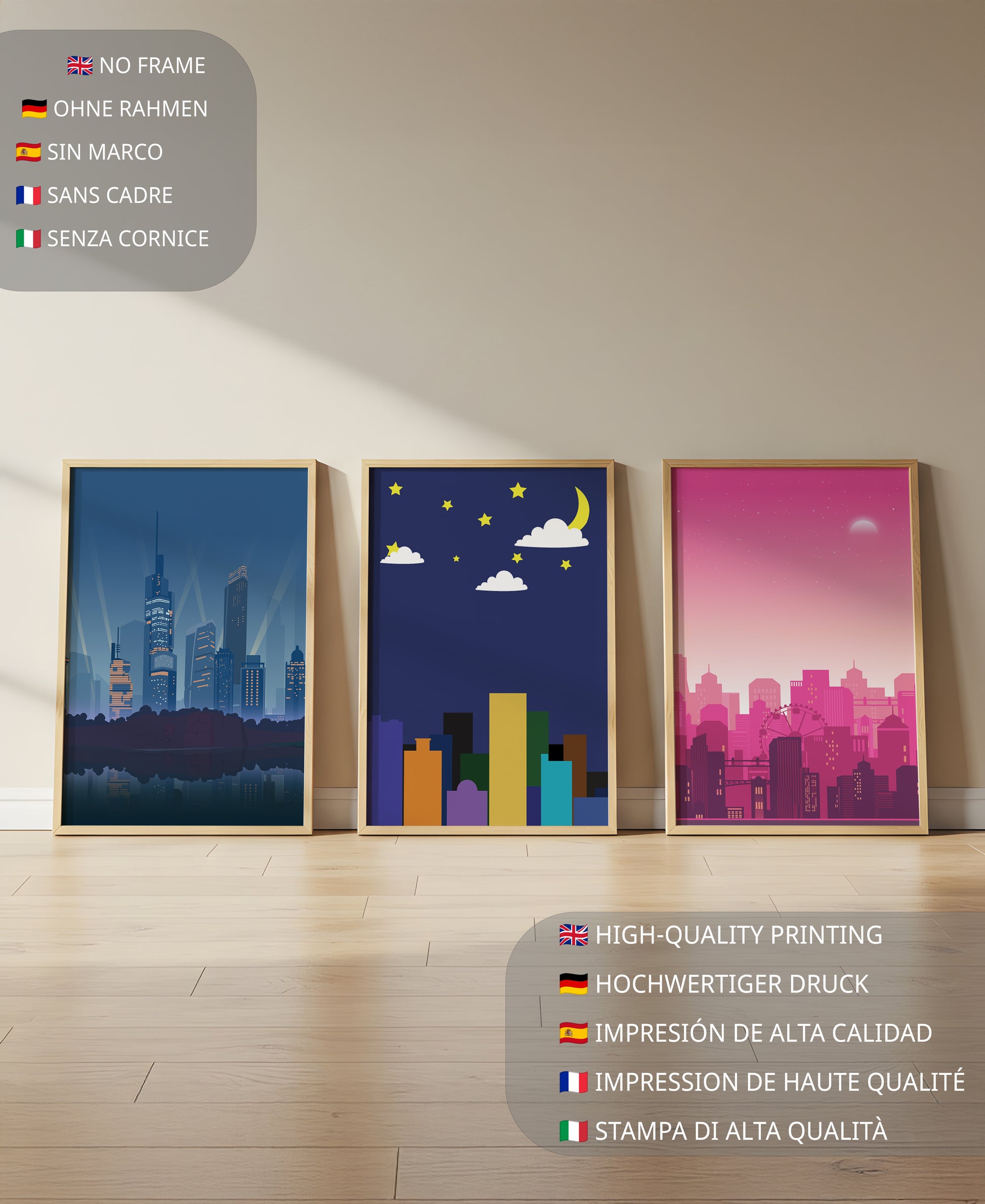 Tríptico de Paisajes Urbanos Modernos