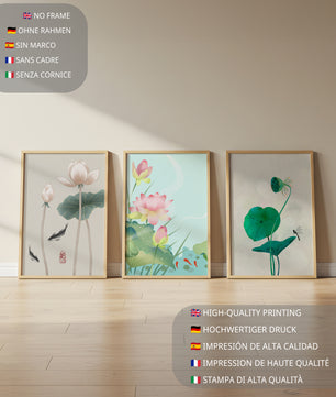 Images de fleurs de lotus avec des designs minimalistes