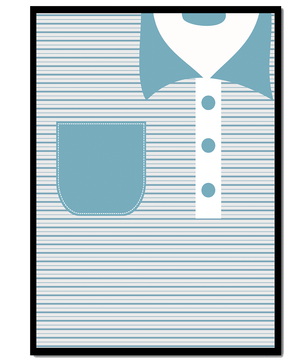 Minimalist artwork featuring striped pattern and abstract shapes