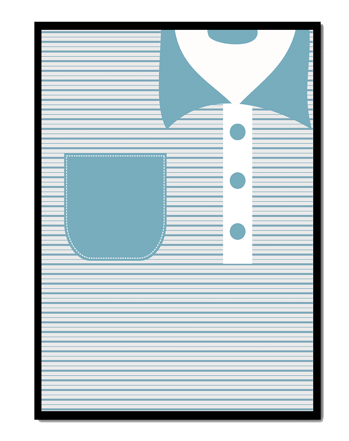 Minimalist artwork featuring striped pattern and abstract shapes